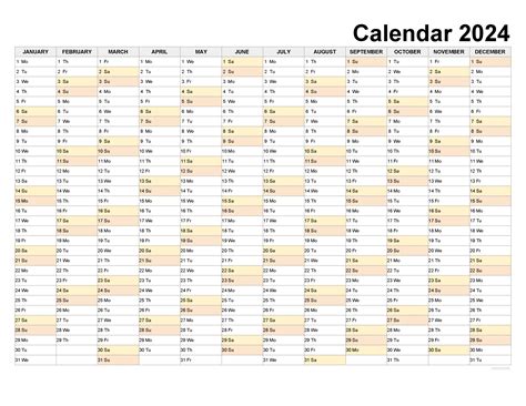 Editable Yearly Calendar 2024 Excel - Diane Florida