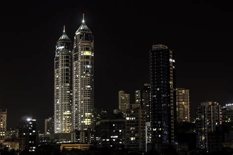 Night skyscrapers with lights in Mumbai, India image - Free stock photo ...