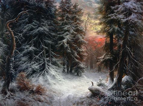 Snow Scene in the Black Forest Painting by Carl Friedrich Wilhelm ...