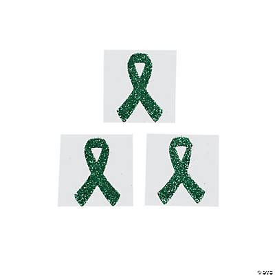 Green Awareness Ribbon Tattoo Stickers