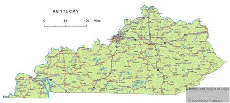 Kentucky state route network map. Kentucky highways map. Cities of ...