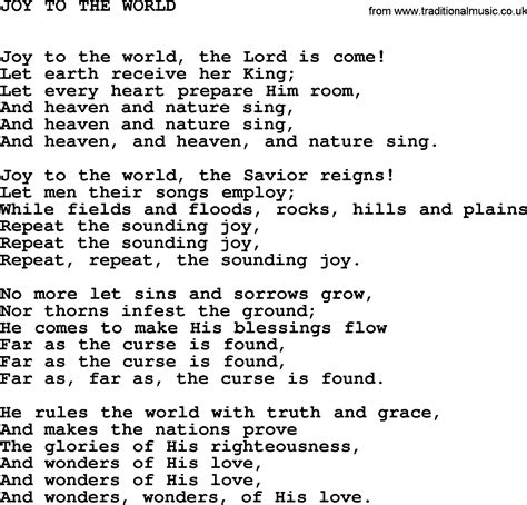 Johnny Cash song: Joy To The World, lyrics