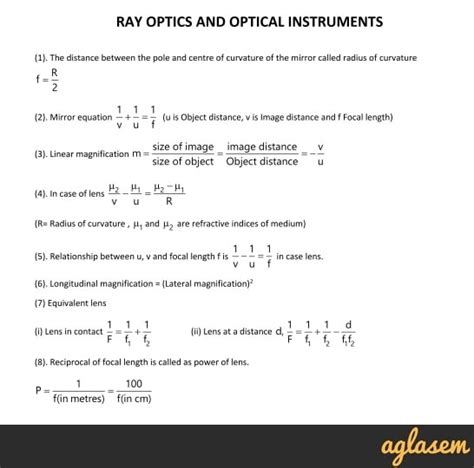 Important Notes of Physics for NEET, JEE: Ray Optics and Optical ...