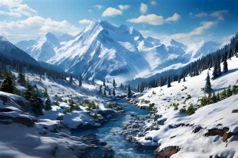 Premium Photo | Majestic Snowy Mountain Range Desktop Wallpaper