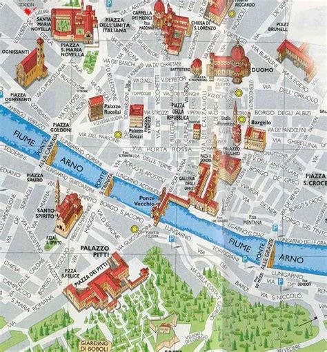 Places of interest map of Florence (Firenze), Italy. | Map of florence ...