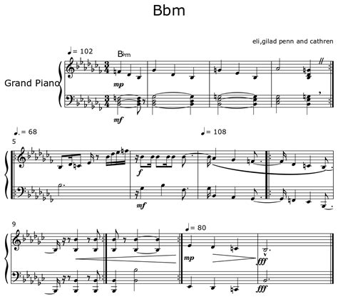 Bbm - Sheet music for Piano