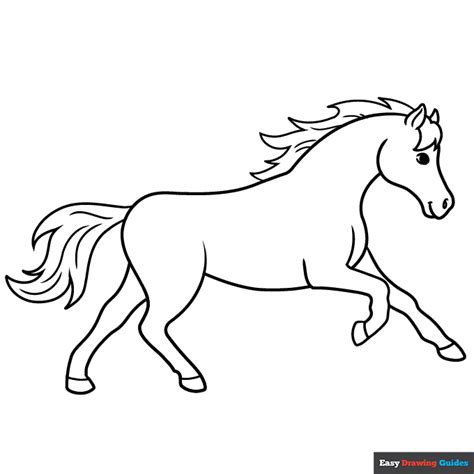 Horse Running Coloring Page | Easy Drawing Guides