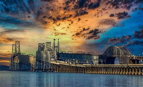 Chesapeake Bay Bridge At Sunset Photograph by Mountain Dreams - Fine ...