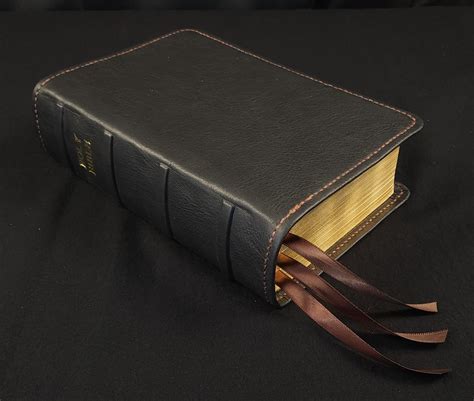 Black Cowhide Leather ESV Study Bible With Brown Perimeter - Etsy