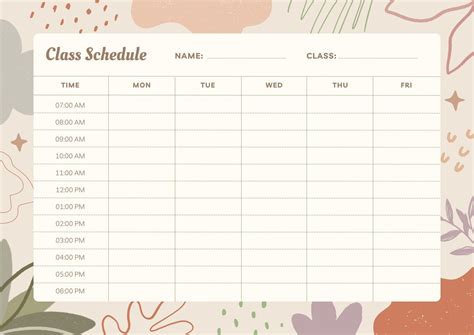 Brown Hand Drawn Abstract Weekly Class Schedule - Templates by Canva ...