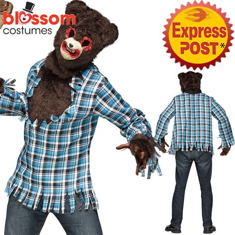 CA451 Mens Psycho Bloody Evil Bear Horror Teddy Scary Halloween Zombie ...