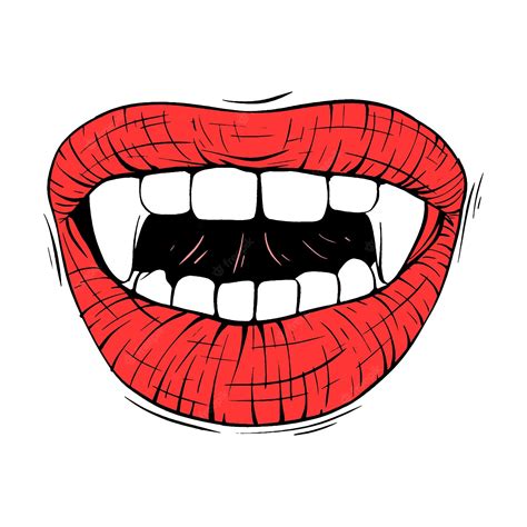 Premium Vector | Red vampire lips sketch vector illustration line art