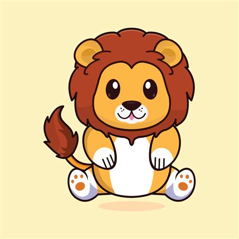 Ilustración de icono de vector de dibujos animados lindo león 4848132 ...