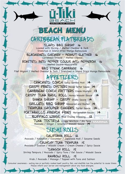 U-Tiki Beach Menu - Premier Waterfront Dining & Bar - Jupiter FL ...