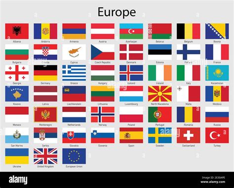 Set of flags European countries, All Europe flag collection Stock ...