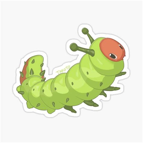 "Rosy Maple Moth Caterpillar" Sticker by Takoto | Redbubble