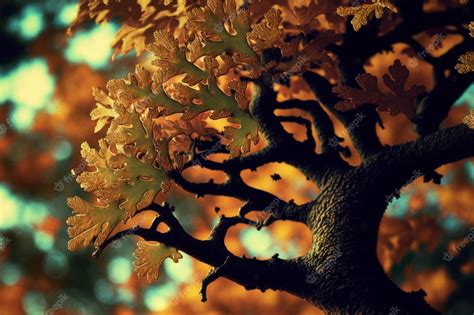 Premium Photo | Oak tree leaves in the fall