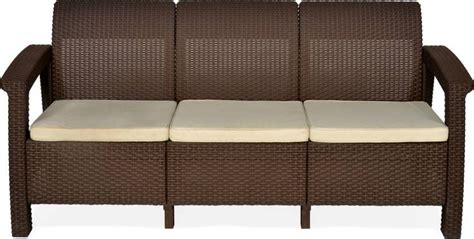 Nilkamal Goa Three Seater Sofa with Cushion (Brown) - Furnishkart.com