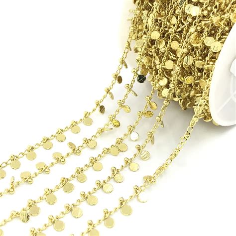 Wholesale Bulk Sale Brass Chain Gold Plated Necklace Crystal Beads Roll ...