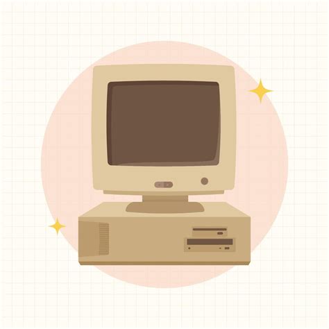 Retro computer, old classic computer, vintage computer flat design ...