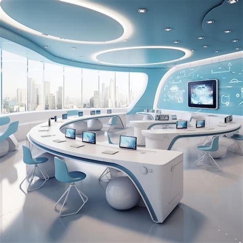 Futuristic school classroom for future students | AI-generated image