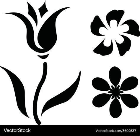 Flower silhouettes Royalty Free Vector Image - VectorStock