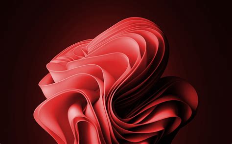 Windows 11 HD Wallpaper with Abstract Red Wavy Shapes