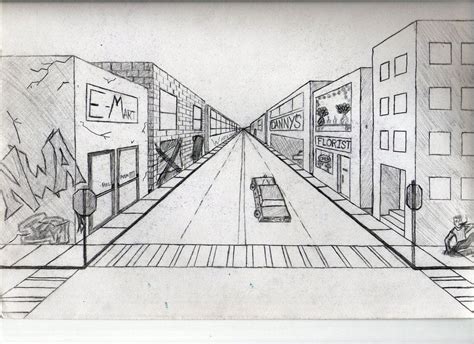 one point perspective drawing city - Otha Joe