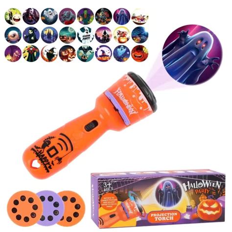 INTERACTIVE HALLOWEEN FLASHLIGHT Projector Slide Projection Light Torch ...