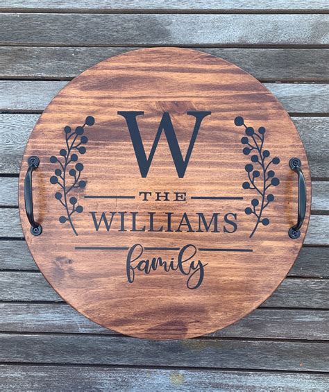 Personalized Serving Tray Personalized Tray Round Wood Tray - Etsy