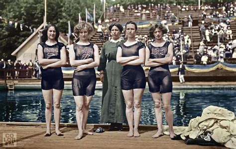 1912: Great Britain 4x100 swim team | Swim team, Mini dress, Fashion