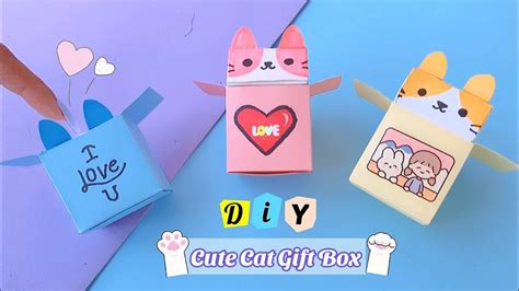 How to make paper cute cat box / handmade paper gift box idea / easy to ...