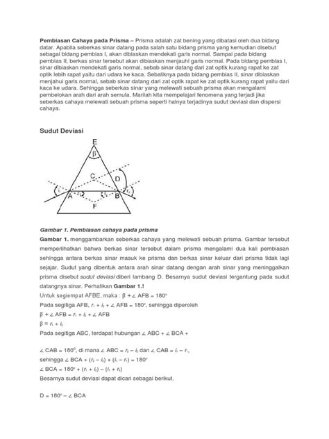 Pembiasan Cahaya Pada Prisma | PDF