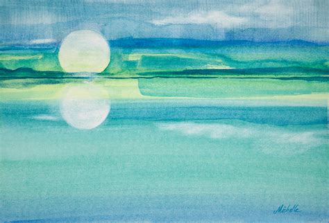 Moonrise in Blue Watercolor Painting Painting by Michelle Constantine ...