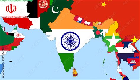 Center the map of India. Vector maps showing India and neighboring ...