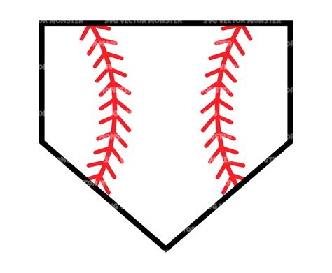 Baseball Home Plate Svg Red Stitch Svg Home Run Softball - Etsy ...