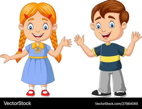 Happy boy and girl cartoon Royalty Free Vector Image