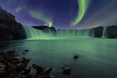 Aurora Borealis over Godafoss waterfall in Iceland - Alexios Ntounas ...