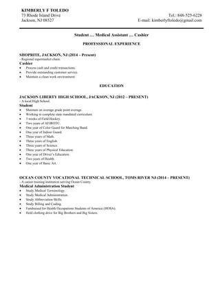 Kimberly Toledo Resume | PDF | Free Download