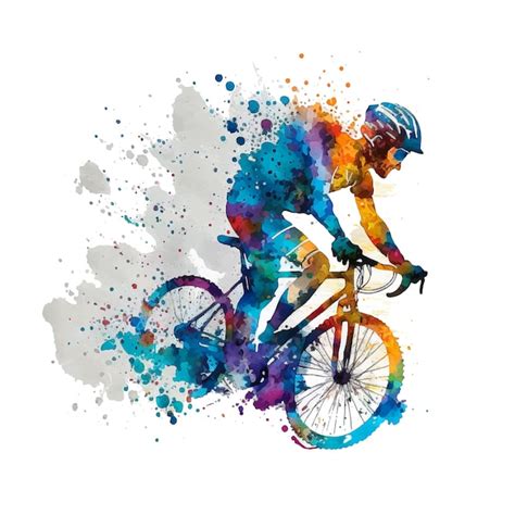 Premium Vector | Cycling watercolor paint