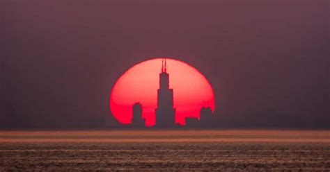 Chicago Skyline At Sunset