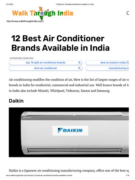 12 Best Air Conditioner Brands Available in India | PDF | Air ...