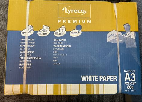 Lyreco White A3 80gsm Copier Paper (3 x 500 sheets), Hobbies & Toys ...