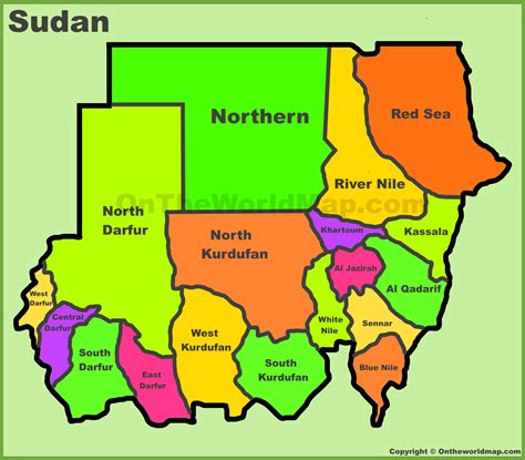 Administrative divisions map of Sudan - Ontheworldmap.com