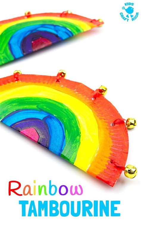 RAINBOW PAPER PLATE TAMBOURINE CRAFT - A fab homemade musical ...