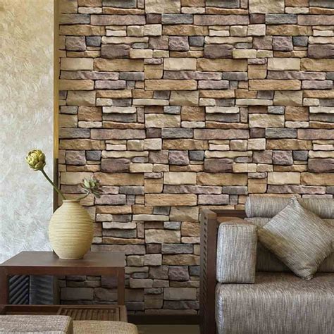 Stone Wallpaper, 3D Effect Blocks Yellow Brick Peel and Stick Wallpaper ...