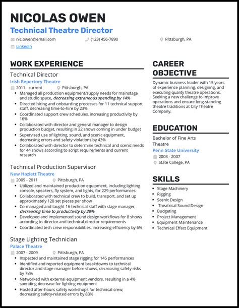 3 Technical Theatre Resume Examples That Work in 2024