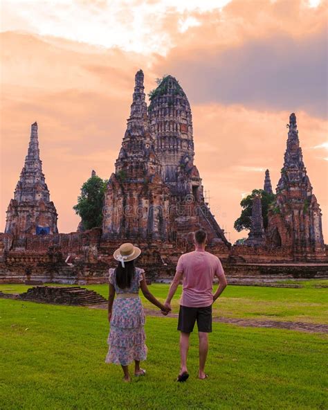 Men and Women with Hat Tourist Visit Ayutthaya, Thailand at Wat ...