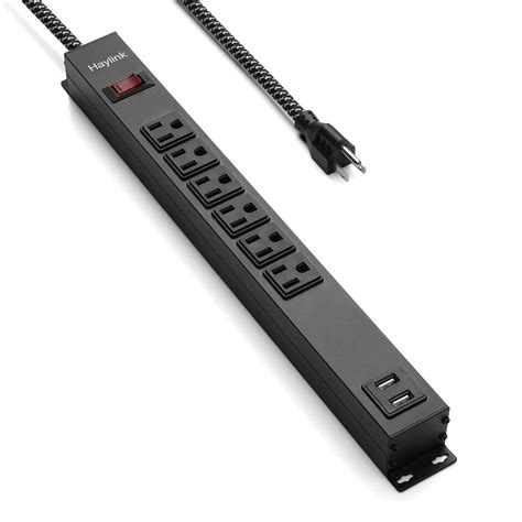 Buy Metal Power Strip with USB, Haylink Rack PDU Surge Protector ...