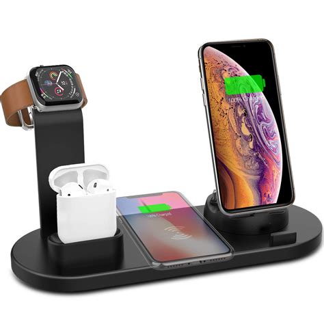 Juslike 4 in 1 Wireless Charger Station Stand for iPhone X/XR/XS/XS Max ...